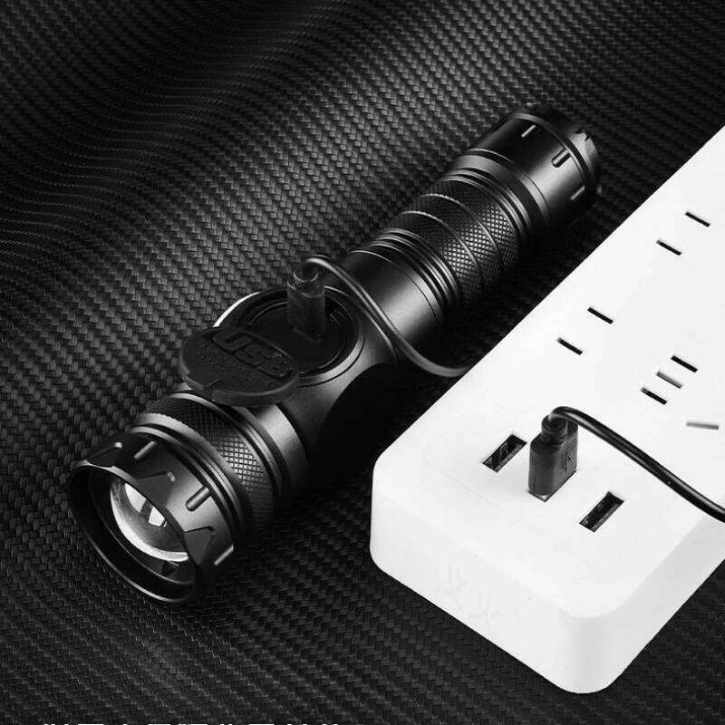 White Laser Focused Zoom Flashlight with Magnetic Design, Super Bright, Long-range, Portable, Durable, Emergency Searchlight Z260301