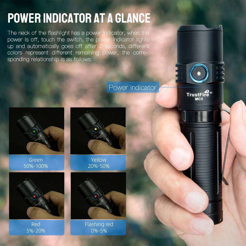 High Led Flashlights Trustfire MC5 3300 Lumens Rechargeable Edc Magnetic Charging Use 21700 Battery Power Indicator Torchs Z260301