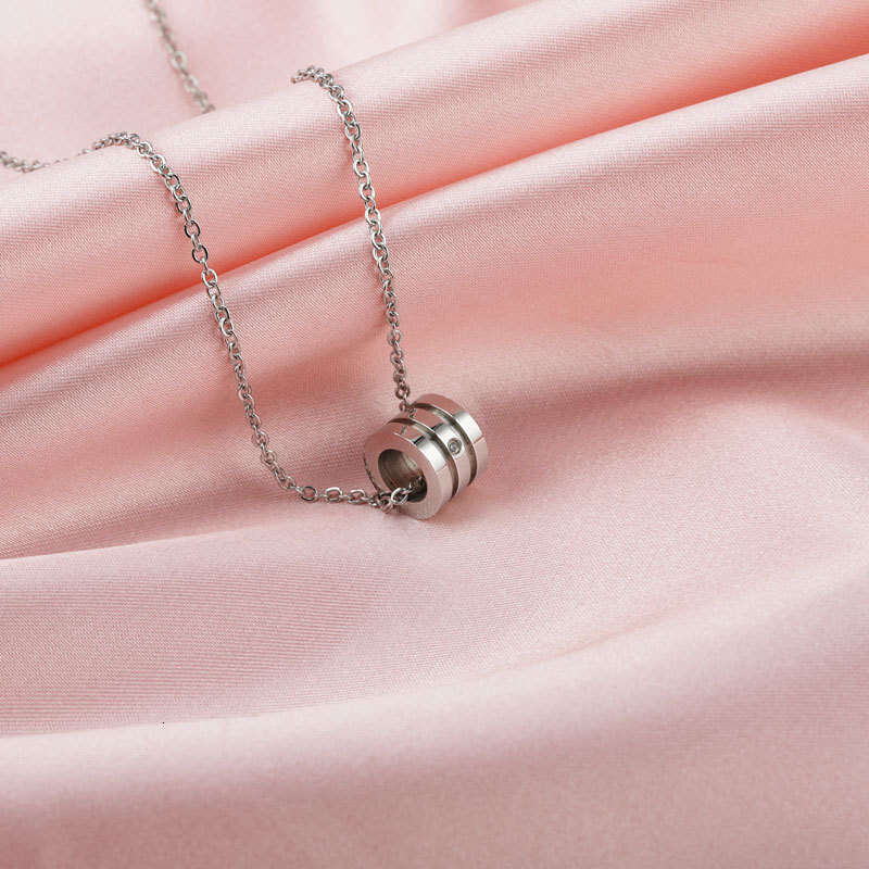 Diamond-Studded Waistline Pendant Fashionable Titanium Jewelry Unisex Stainless Steel Necklace
