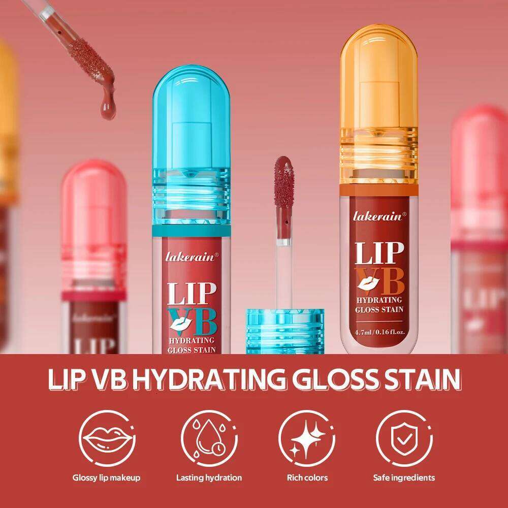 Vitamin B Moisturizing Glaze Water Light Mirror Lip Lasting Hydrating Gloss Stain Instant Glossy Wetness Makeup H260302