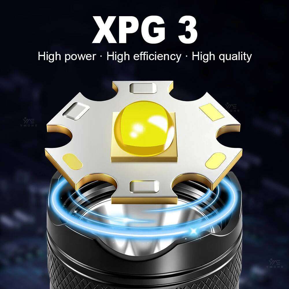 High Rechargeable LED Flashlight Portable Torch Waterproof Flashlights Power Display Outdoor Camping Hiking Fishing Light Z260301