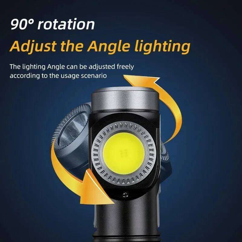 Mini LED Flashlight Rechargeable 90 Adjustable Corner Work Light Headlight Magnet Tail Camping Torch for Outdoor Emergency Z260301