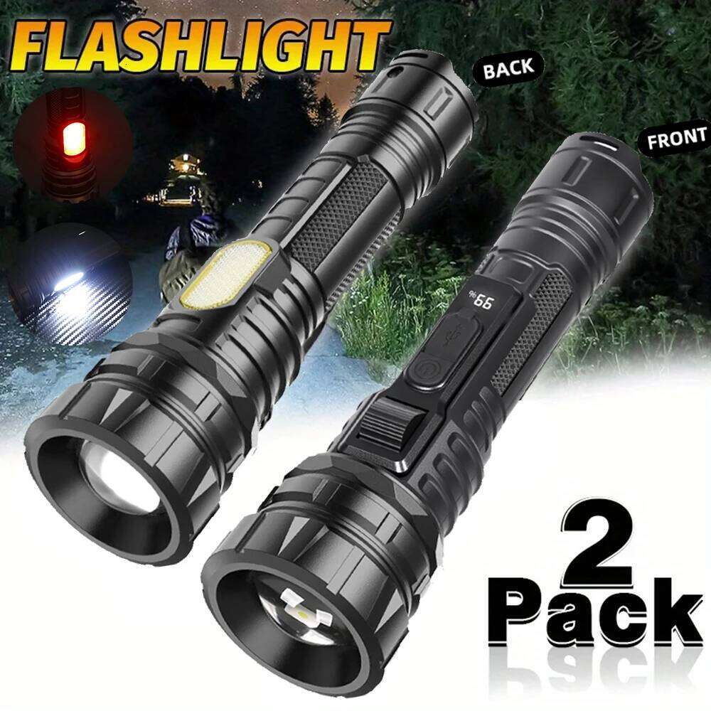 Outdoor Portable Christmas Led Flashlight Rechargeable Torch Strong Light Tactical Lamp for Camping Fishing Emergency Lantern Z260301