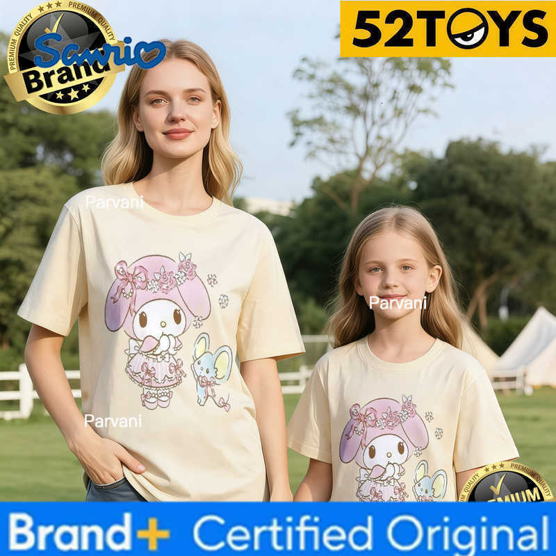 Sanrio 2026 Autumn-Winter Trending My Melody Little Mouse Print 100 Cotton Parent-Child T-Shirts High Quality Loose Casual Y2k H260302