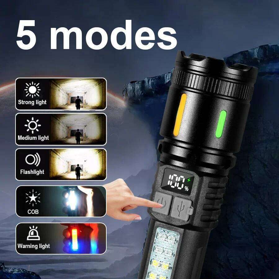 500000 Lumens Ultra Powerful Flashlight Rechargeable Portable Lantern Waterproof Tactical Flashlights Outdoor Strong Light Torch Z260301