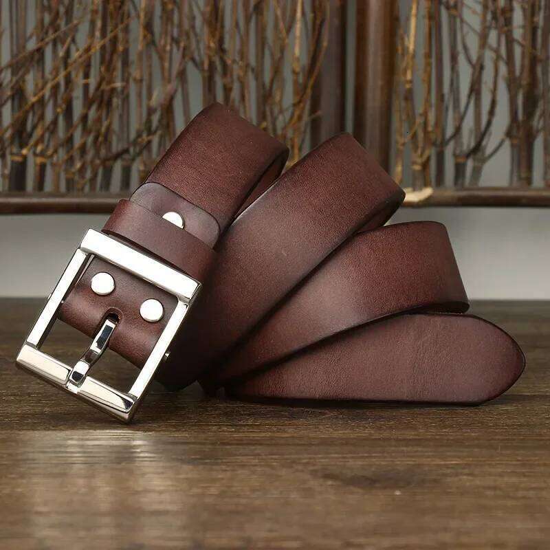 3.8CM Pure Cowhide High Quality Genuine Leather Belts for Men Strap Male Stainless Steel Pin Buckle Fancy Vintage Jeans Cowboy S260228