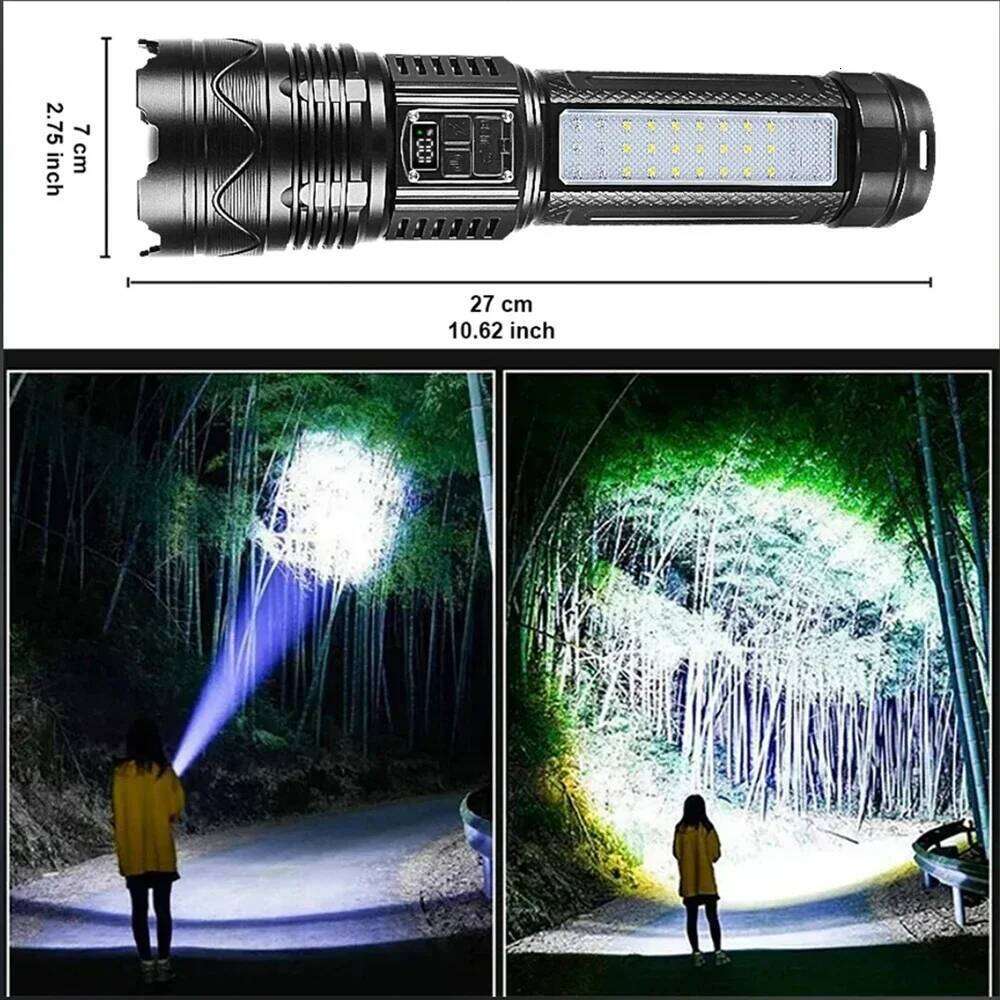 Ultra Bright Long-range Tactical Flashlight High Power LED Rechargable Torch Built-in 15000mAh Battery Camping Hunting Lantern Z260301