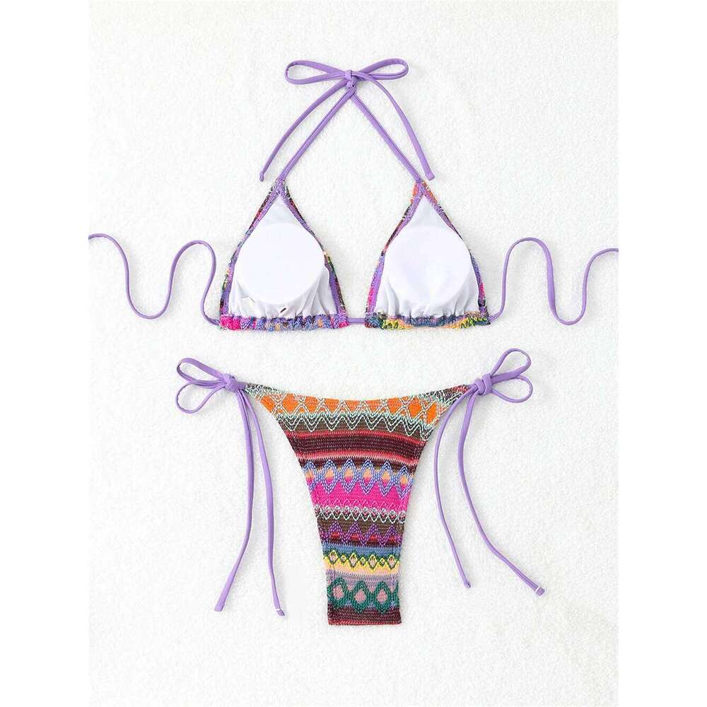 Boho Jacquard Bikinis Sets Embroidery Y2K Swimsuit Push Up Bikini Thong Vacation Swimwears Women Retro Beach Outfit Bathing Suit Z260301