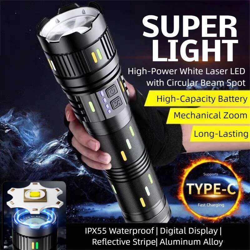Long Range LED Flashlight Zoom Tactical Design Power Indicator Super Bright Beam Rechargeable Battery Outdoor Emergency Lighting Z260301