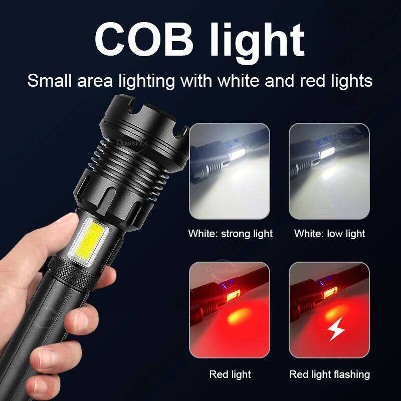 Super Bright XHP160 COB Flashlight Usb Rechargeable Zoom Multi-Function torch Tactical Flash Light 18650 26650 Led Lantern Z260301