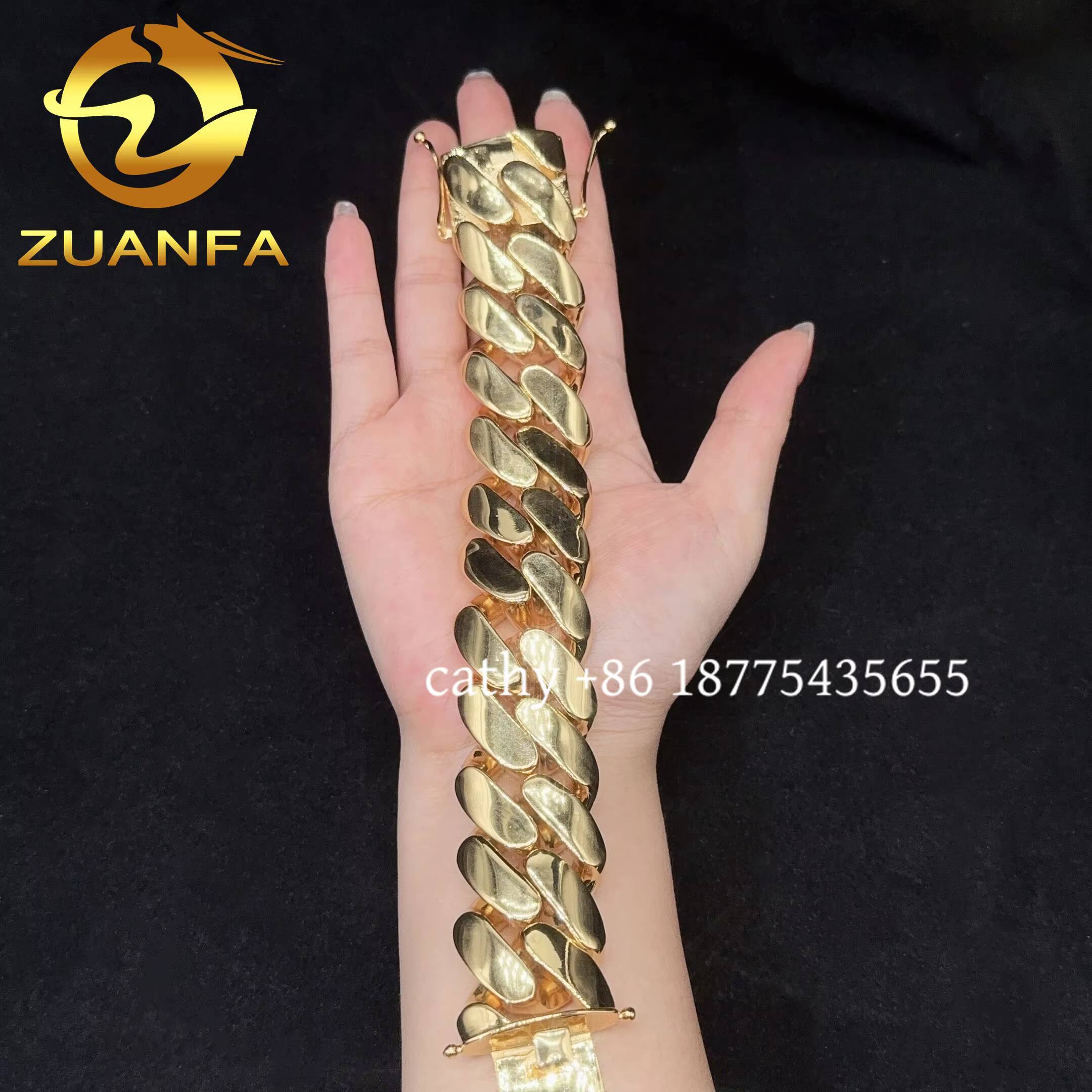 18k Gold Plated 30mm Big Miami Cuban Link Bracelet Fashion Cuban Men Gold Bracelet Brass Hip Hop Jewelry