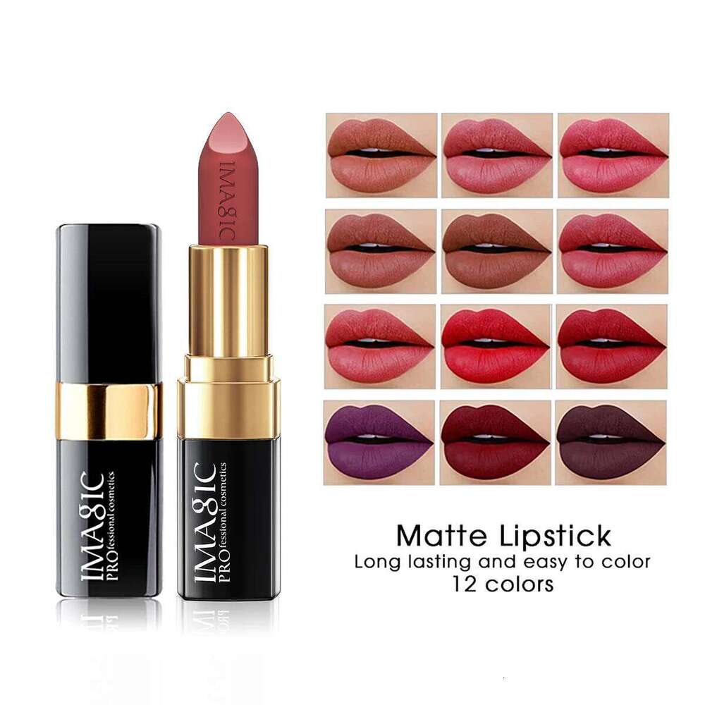 IMAGIC 12-Color Lipstick Matte Velvet Pigment Nude Rouge Waterproof Long Lasting Lip Profissional Cosmetics Beauty H260302