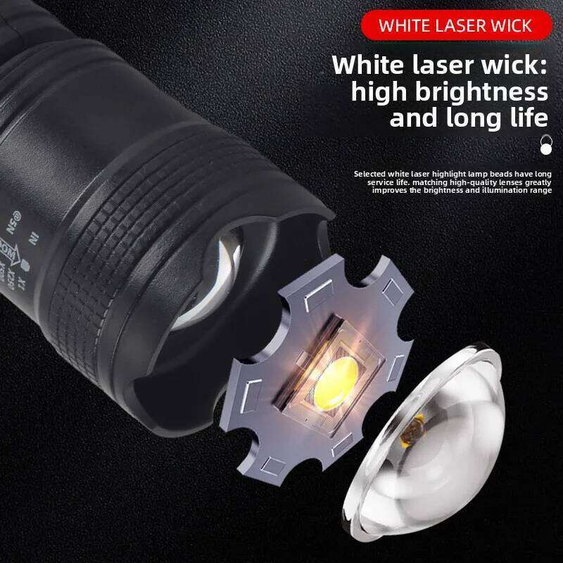 LED High-Brightness Flashlight for Home Emergency Telescopic Mini Zoomable, Long-Distance, Outdoor, Mountaineering, Rechargeable Z260301
