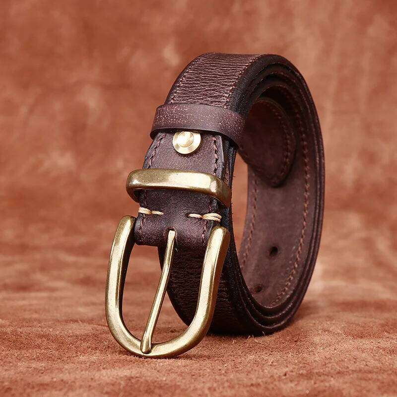 3.3CM Men High Quality Genuine Leather Belt Luxury Copper Buckle Belts Thickening Pure Cowskin Vintage Strap Male Jeans for Man S260228