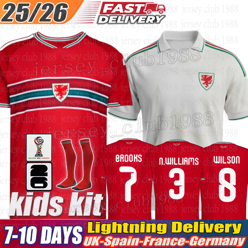 wales football jersey 2026 BROOKS WILSON JOHNSON Neco Williams HOME football shirts kids kit home away top quality soccer jersey wales 2026