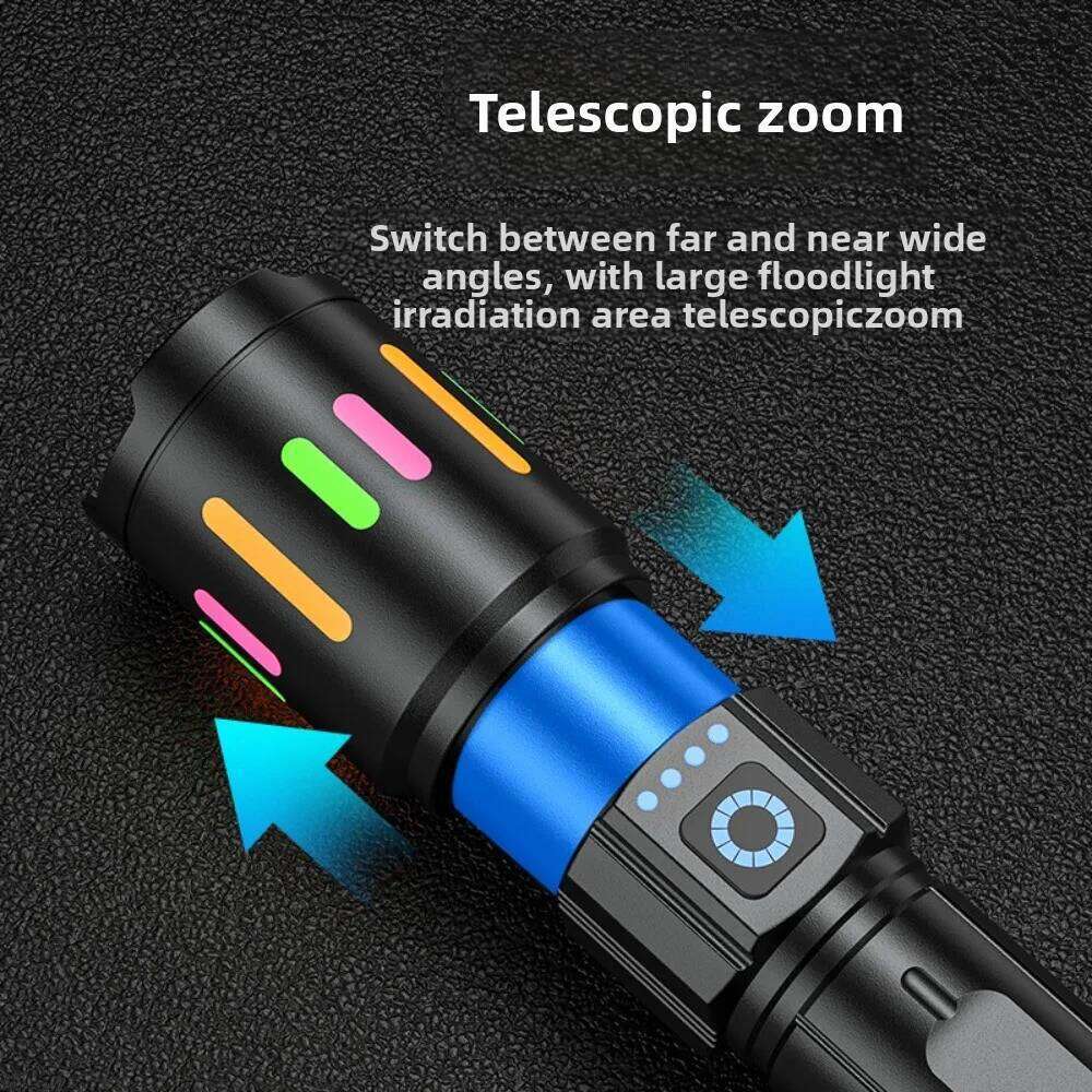 Cross-border outdoor multi-functional strong flashlight telescopic zoom TYPE-C charging long battery life portable waterproof Z260301
