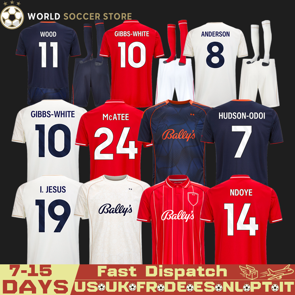 Nottingham Forestt Soccer Jerseys 25 26 JOTA WOOD NFFC Kits MCATEE 2025 026 YATES Forest Awoniyi NDOYE Forest Football Shirt ANDERSON KROVINOVIC Men Kids Uniform