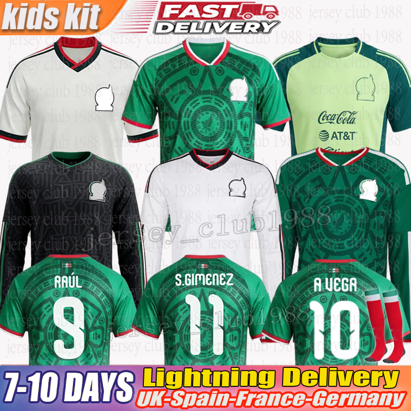 2026 Mexico Jersey S.GIMENEZ A.VEGA RAUL E.ALVAREZ C.MONTES O.PINEDA R. ALVARADO Football Shirt Men Kids kit Kits Unifor 25 24 Mexico Soccer Jerseys