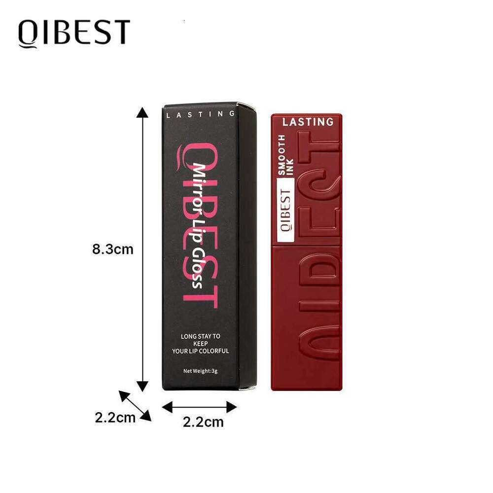 QIBEST Watery Glaze Moisturizing Long Lasting Sexy Red Liquid Lipstick Mirror Glossy Lip Gloss Tint Cosmetic For Women H260302