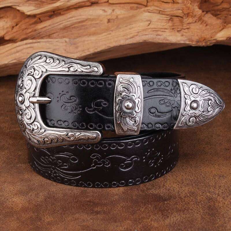 3.8cm Wide Fashion Floral Carved 100% Genuine Leather For Designer Men High Quality Women Belts Waist S260228