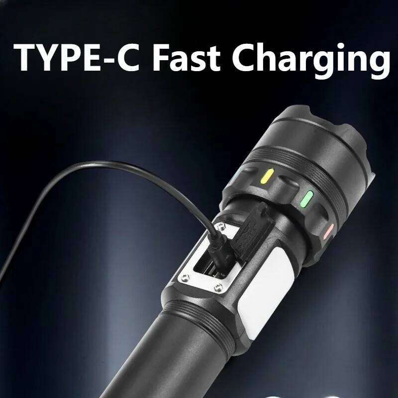 Super Bright LED White Laser Flashlight COB Work Light Type-C Rechargeable Zoomable Long Shot Torch for Outdoor Camping Z260301