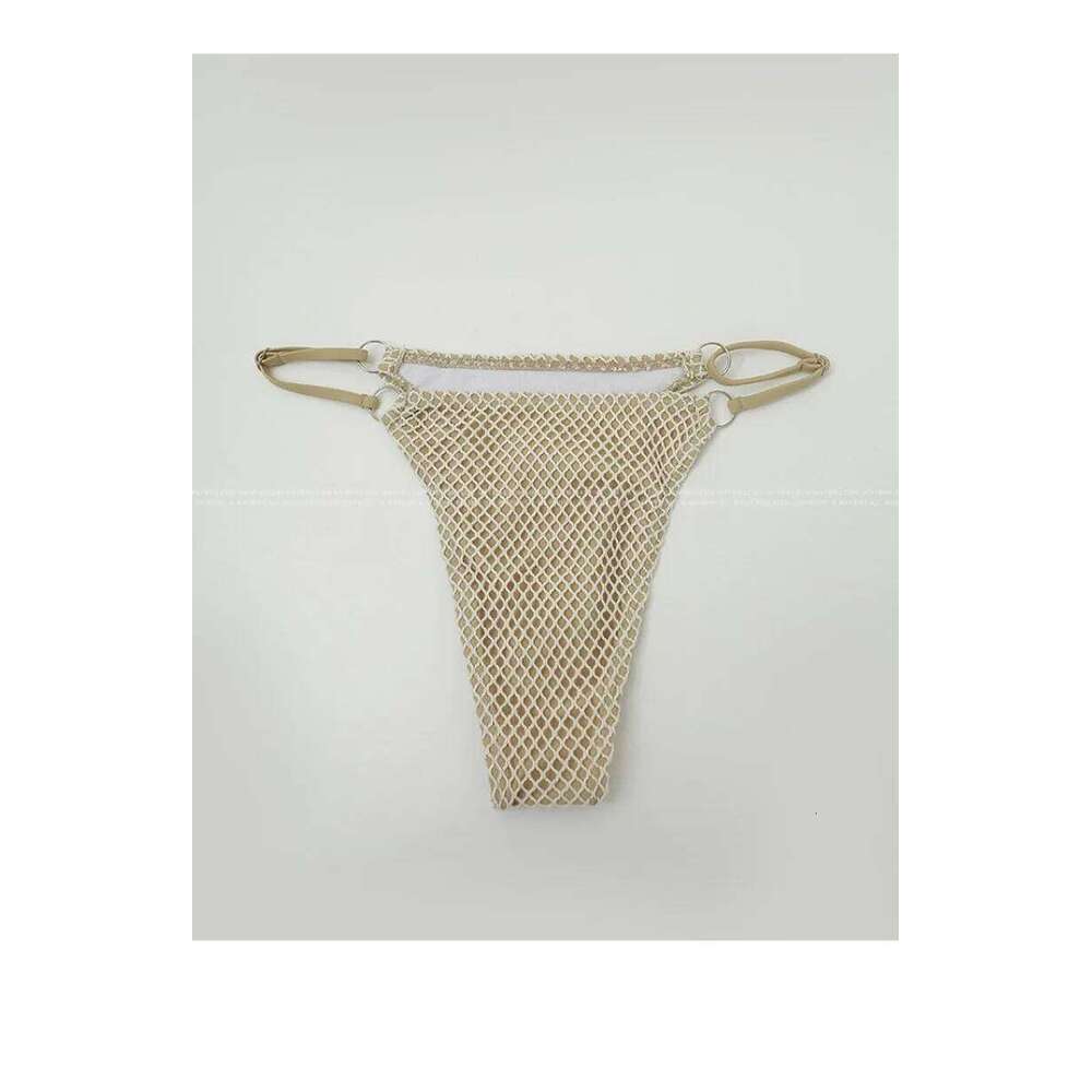 Korean Split Bikini for Women, Sexy Minimalist Cheeky Thong Padded Cups, Metallic Buckle Hottie Travel Beach Vacation Swimwear Z260301