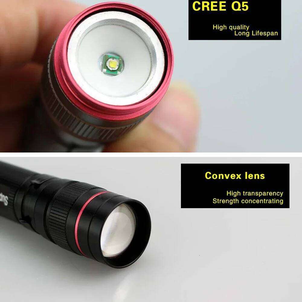 Mini LED Flashlight Q5 Portable Torch Flashlights 3 Modes Waterproof AA Battery Powered For Camping Hiking Emergency Lighting Z260301