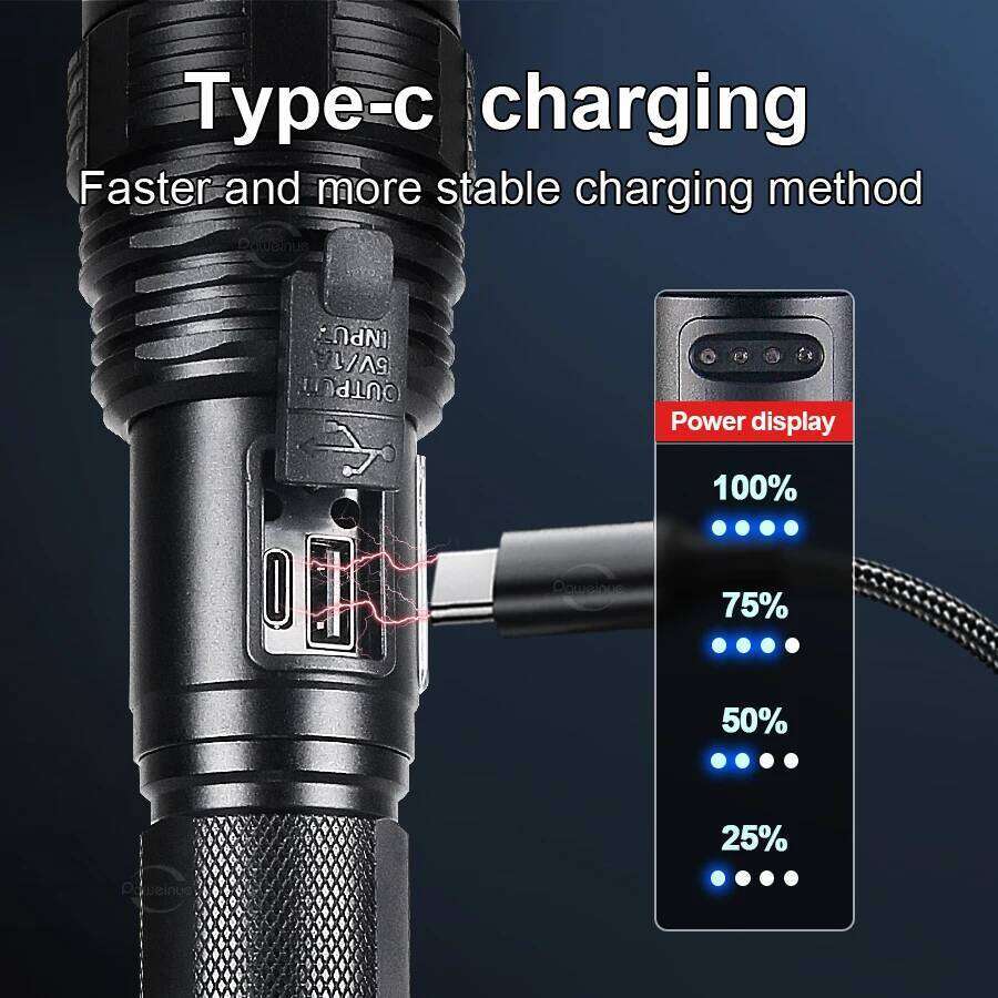 1500W LED Super Bright Flashlights USB Rechargeable Waterproof Tactical Torch With Side Lights Outdoor Fishing Adventure Lantern Z260301