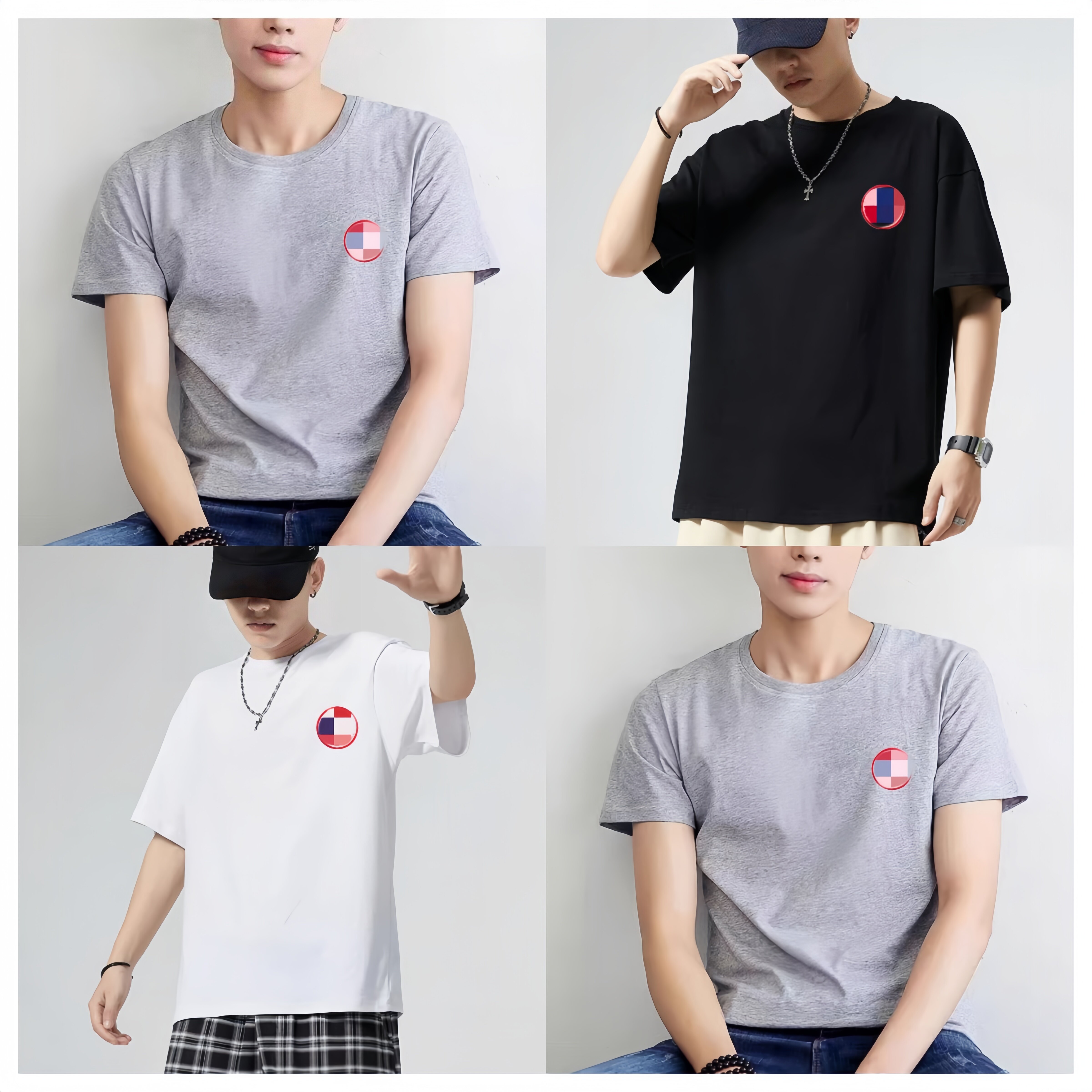 Tee T Shirt with CA Logo Brand Tees T-shirt Cotton Summer Half Sleeved Couples T-shirt Designer Brand Man Men Khaki Army Green Pink Sky Blue