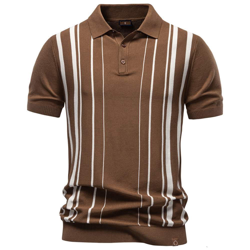 2026 Summer New Short-sleeve Knitted Polo Shirt Polo Shirt Designer Hoodie For Men Cross-border Woolen Top Striped Polo Designer Shirt Shirt For Men