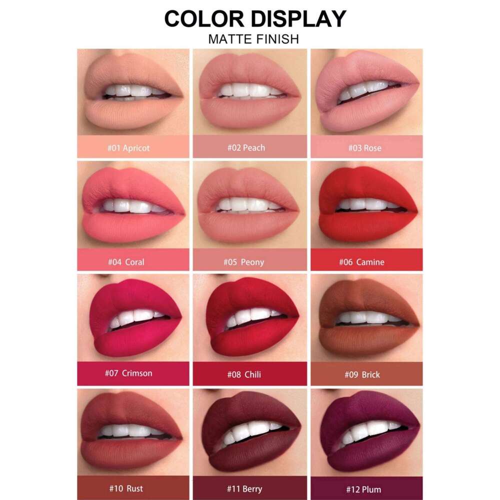 12 Colors Matte Lipstick Set Long Lasting Hydrating Lip Liner Crayon Kit Non Sticky Lightweight Professional Cosmetic H260302