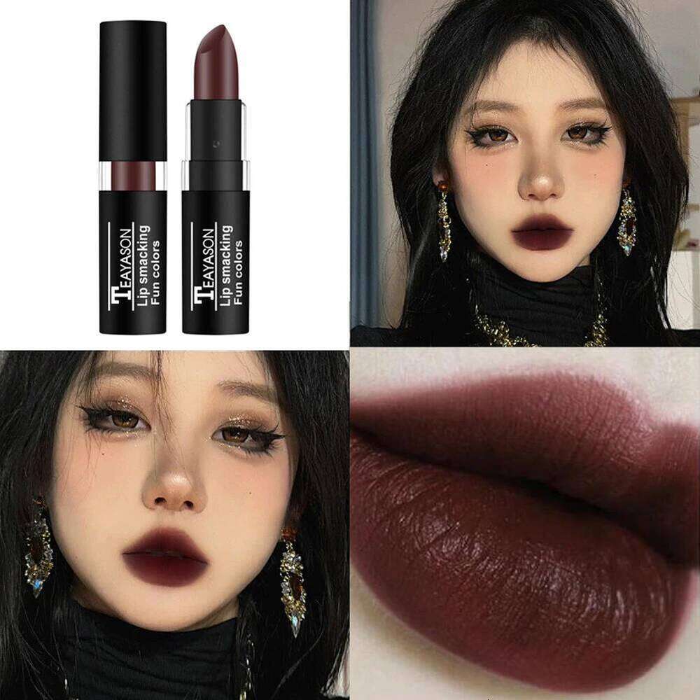 Punk Matte Black Lipstick Waterproof Long Lasting Party Glaze Personality Velvet Nude Tint Halloween Lip Cosmetics H260302