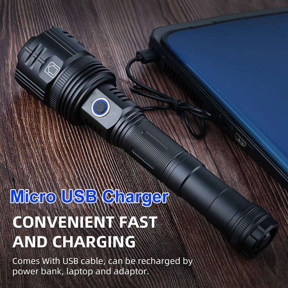 10000MAh Most Powerful USB Recharge Flash Light LED Flashlight Zoom Tactical Lantern Long Shot 26650 Torch Z260301