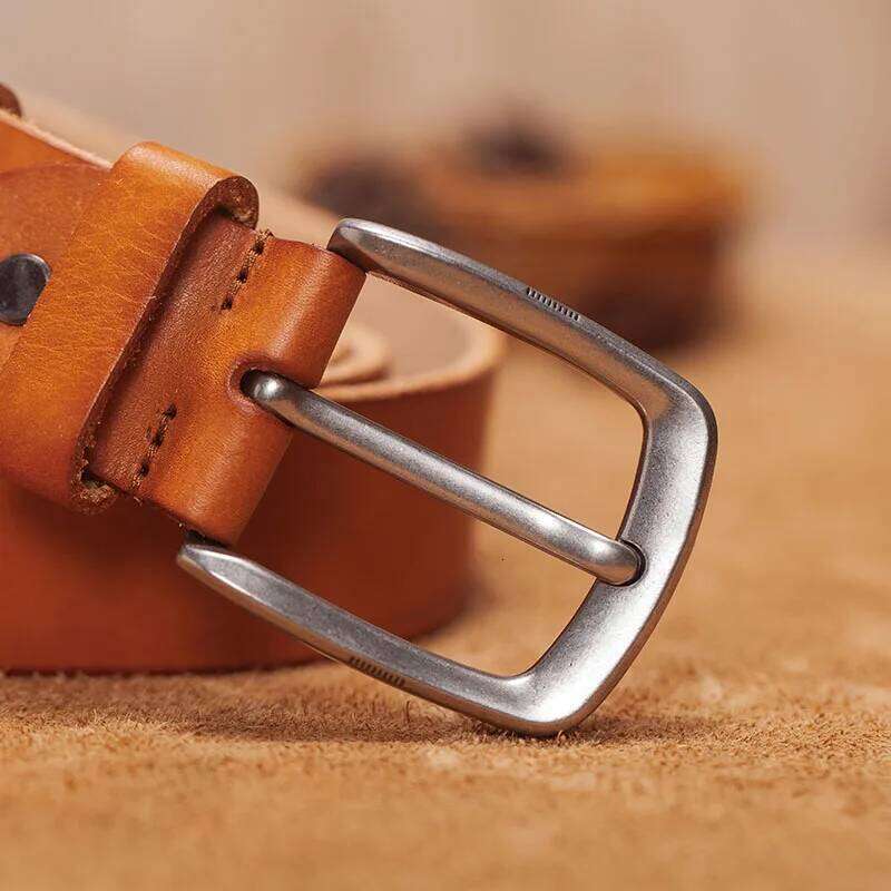 Men's male genuine strap brown cow leather belt for men pin buckle vintage jeans cintos masculinos S260228