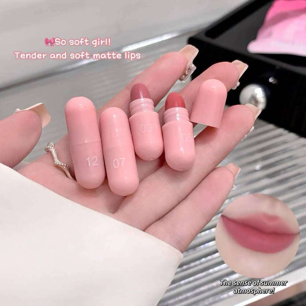 MAGIC CASA 12-Color Pink Lip and Cheek Dual-Use Capsule Lipstick Set Long-Lasting, Color-Retaining, Waterproof makeup H260302