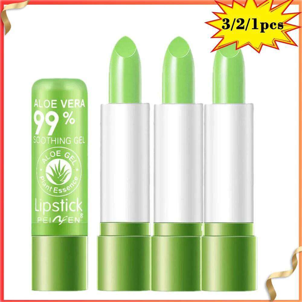 Moisturizing Aloe Vera Color-Changing Lipstick Temperature-Activated, Balm for Nourishing, Anti-Drying, Exfoliating Lip Care H260302