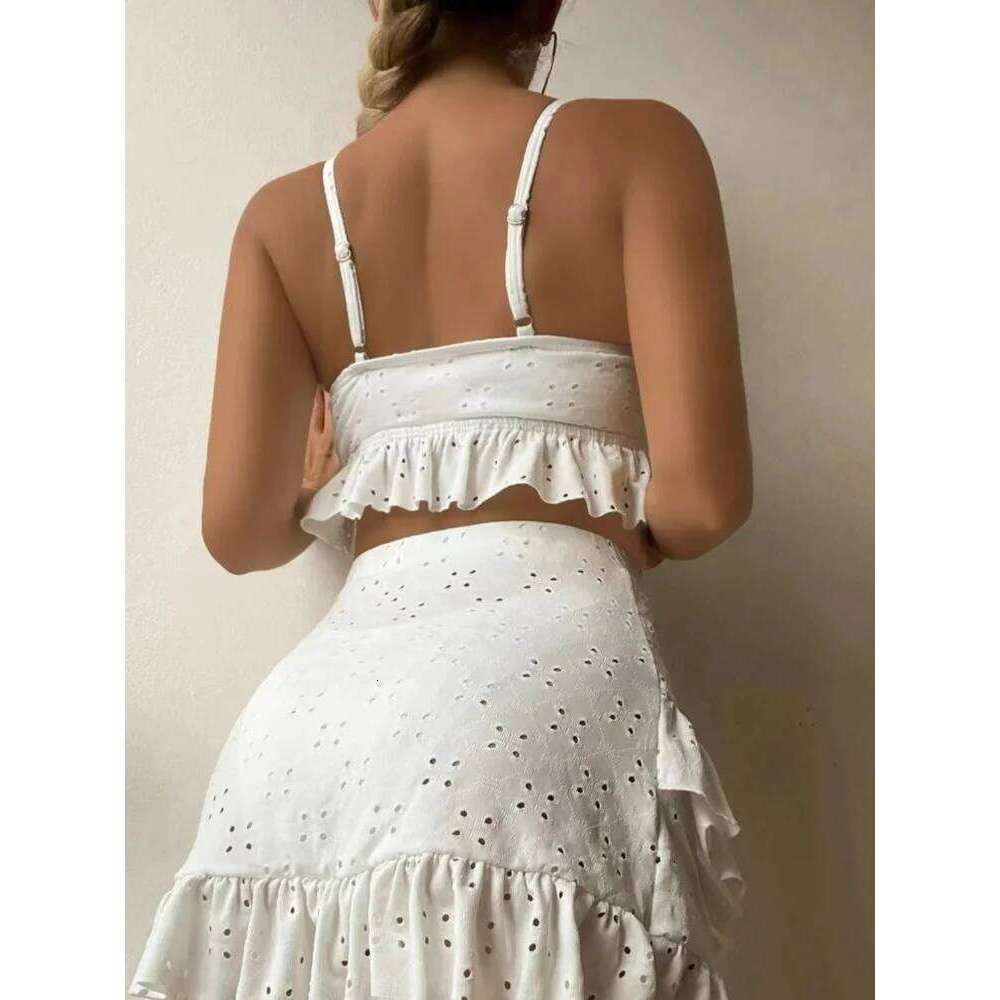 Sexy White Ruffle Bikini 2024 Women Three Pieces Swimsuit Brazilian Swimwear Female Beachwear Thong Bathing Suit Mini Biquini Z260301