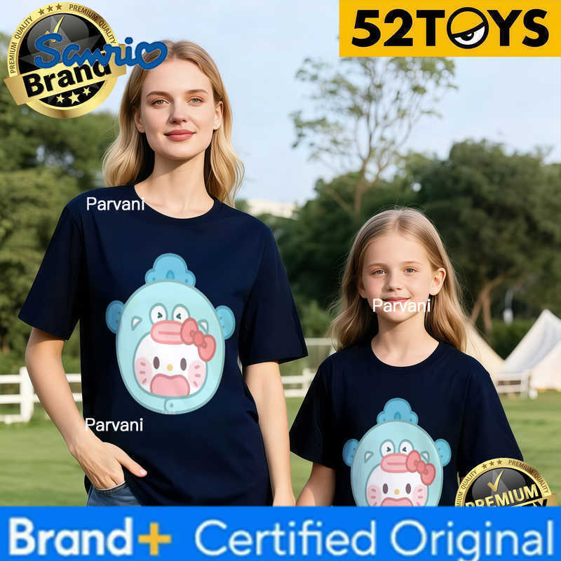 Sanrio 2026 Autumn-Winter Trending Pekkle Bubble Print 100 Cotton Parent-Child T-Shirts High Quality Loose Casual Comfortable Y2K H260302