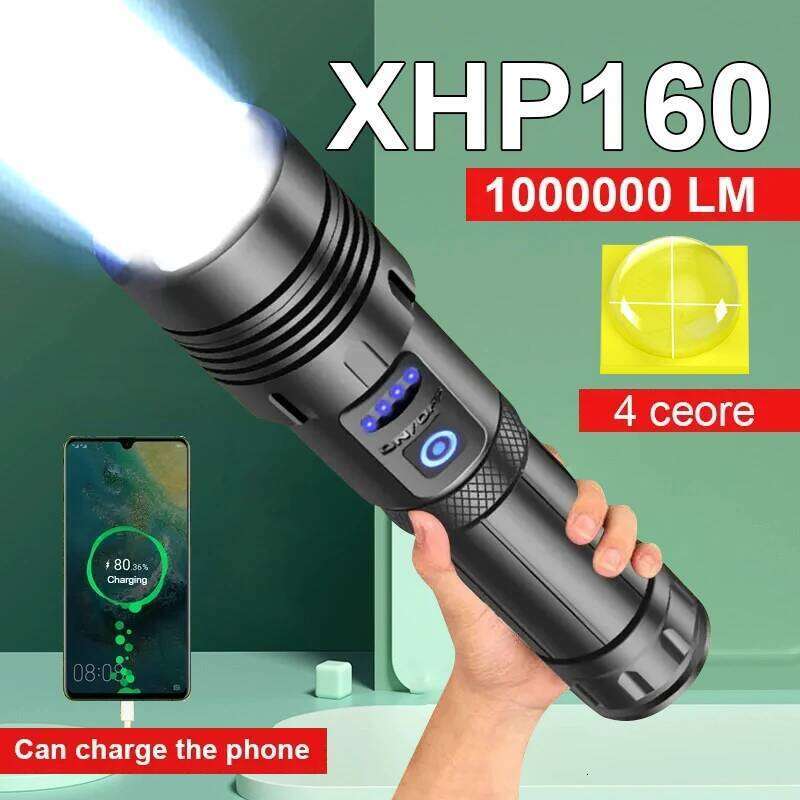 XHP160 High Power Led Flashlight Super Powerful Waterproof Tactical Torch USB Rechargeable Lights Camping Fishing Emergency Lamp Z260301