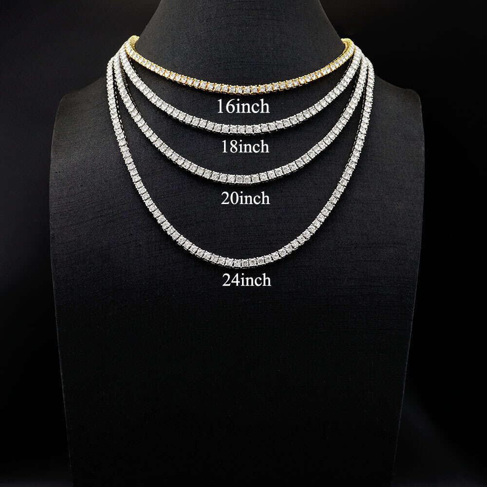 Single-Row Diamond Hip-Hop Necklace Rhinestone Tennis Chain Unisex Tennis Chain Jewelry