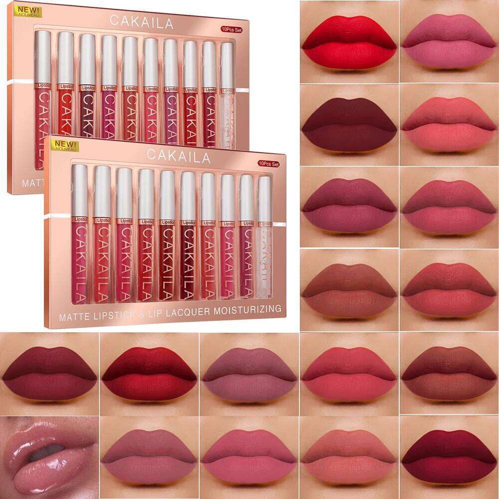 10pcs Liquid Lipstick Oil Set, Matte Long-Lasting Non-sticky Waterproof Cute Bunny Lip Gloss Kit, Y2K Makeup Christmas Gift H260302