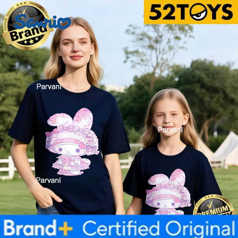 Sanrio 2026 Autumn-Winter Trending My Melody Pink Floral Print 100 Cotton Parent-Child T-Shirts High Quality Loose Casual Fashion H260302