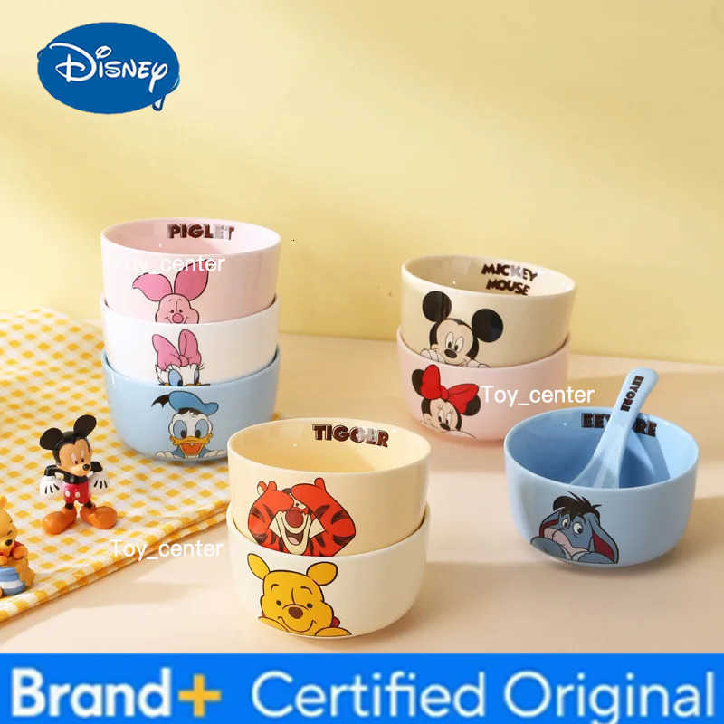 Disney Mickey Bowl Anime Children Ceramics Tableware Cute Child Breakfast Bowl Milk Bowl Household Ramen Bowls Soup Present Gift H260302