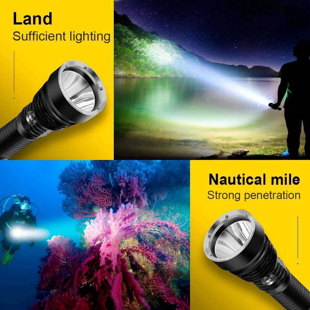 Most Powerful LED Flashlight Super Bright Underwater Lantern Professional 800M Dive Torch IPX8 Scuba Diving Light Z260301