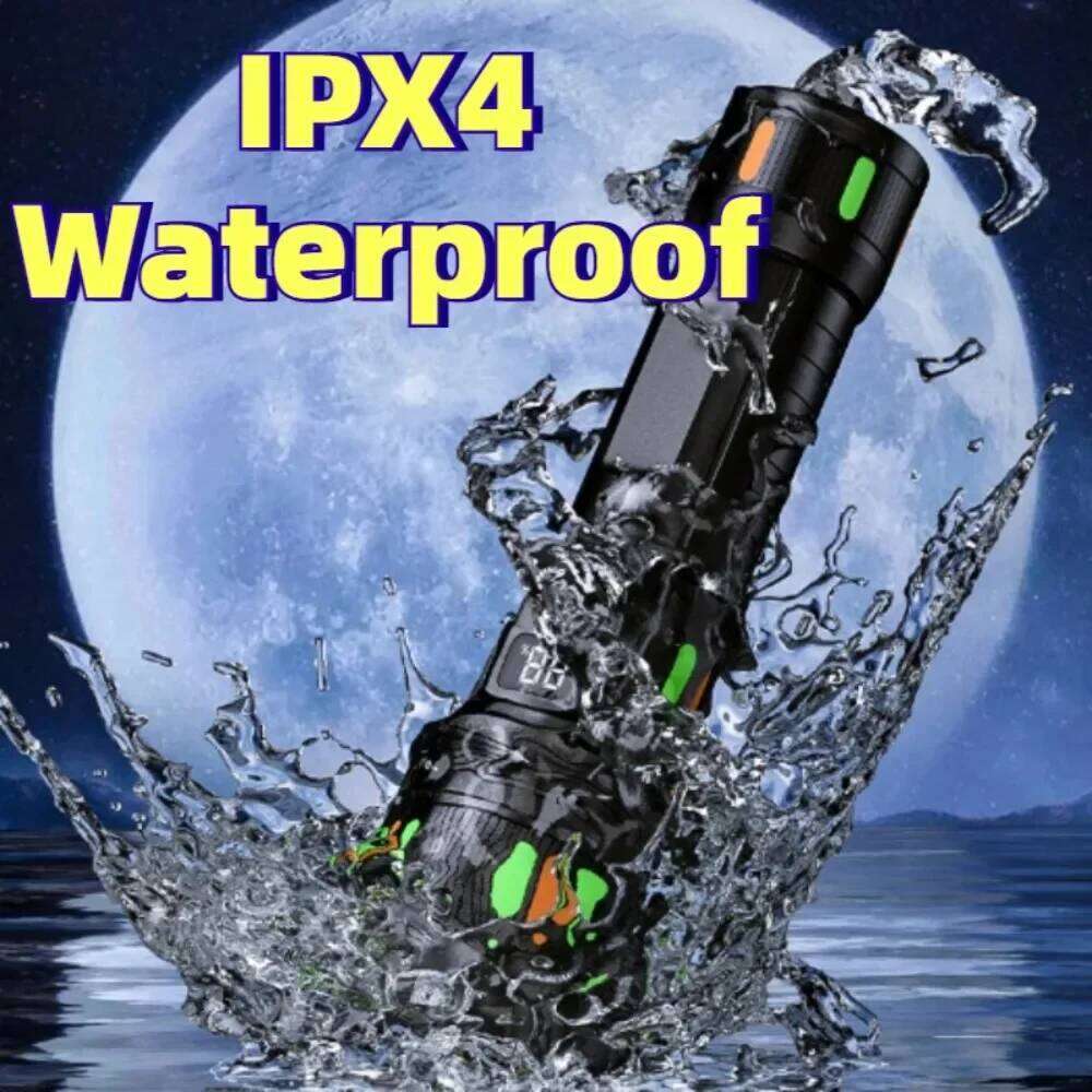 Powerful Long Range LED Flashlight Type-C Charging Zoomable Three Level Dimming Mode Handlamp for Camping Z260301