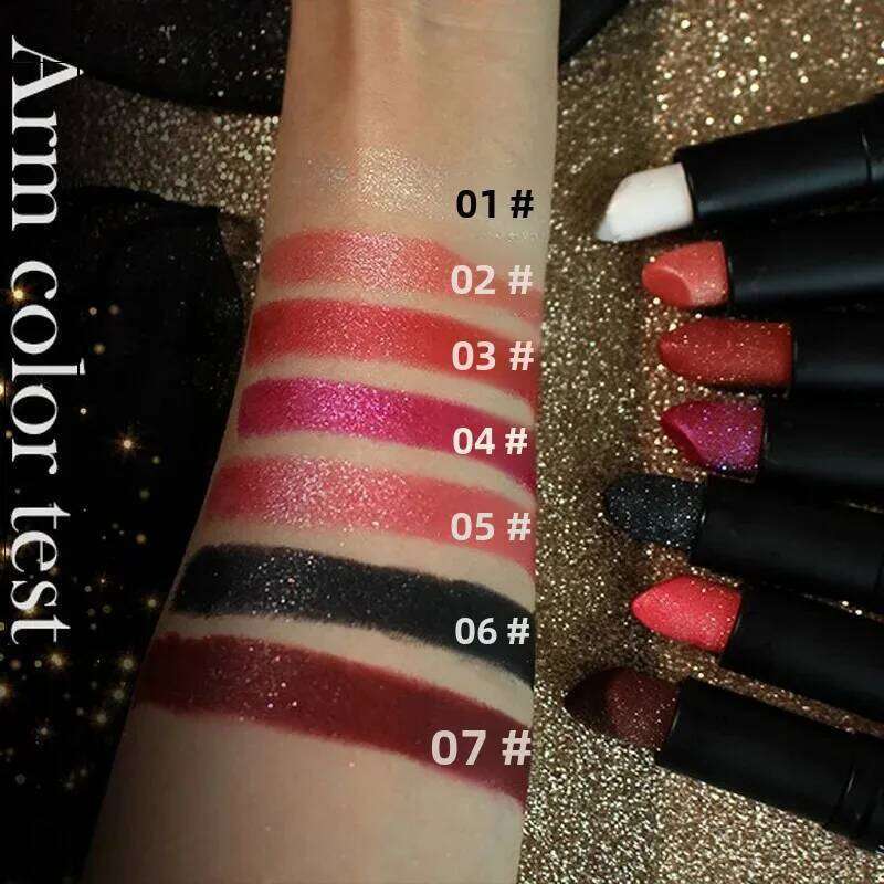 Multi-Color Non-Stick Cup Matte Lipstick for Women Flash Lasting Easy Application Diamond Shimmer Dark Halloween Look H260302
