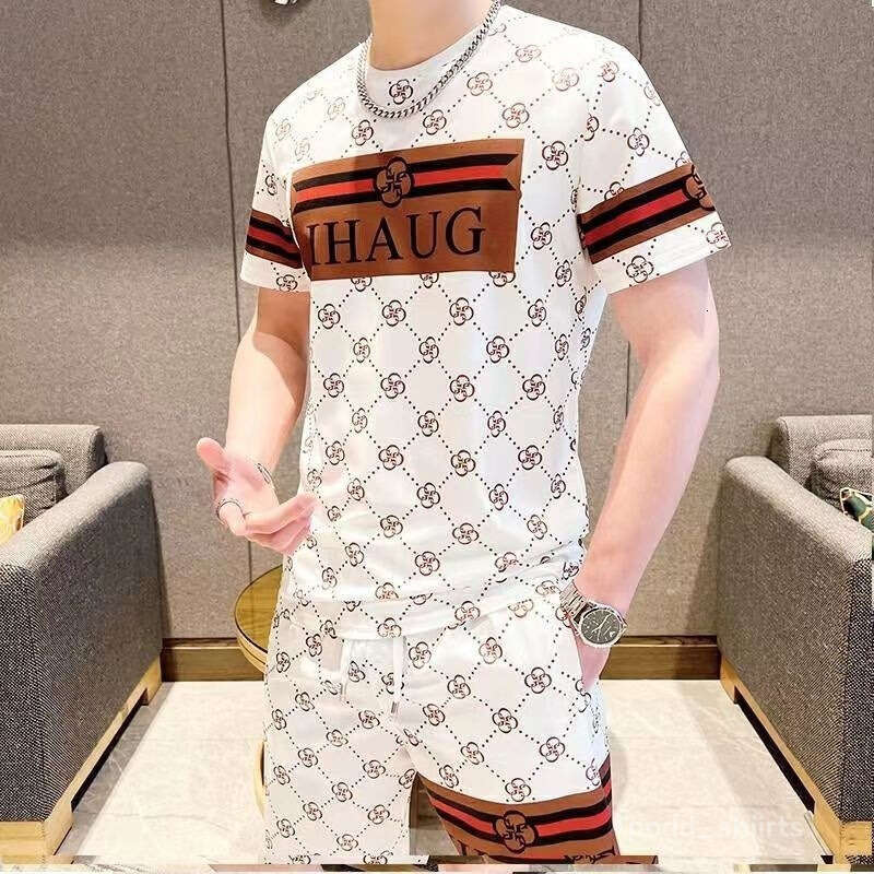 T Shirts Casual Suit Tees Loose Oversized Summer Style European Short Trendy Men's Clothing