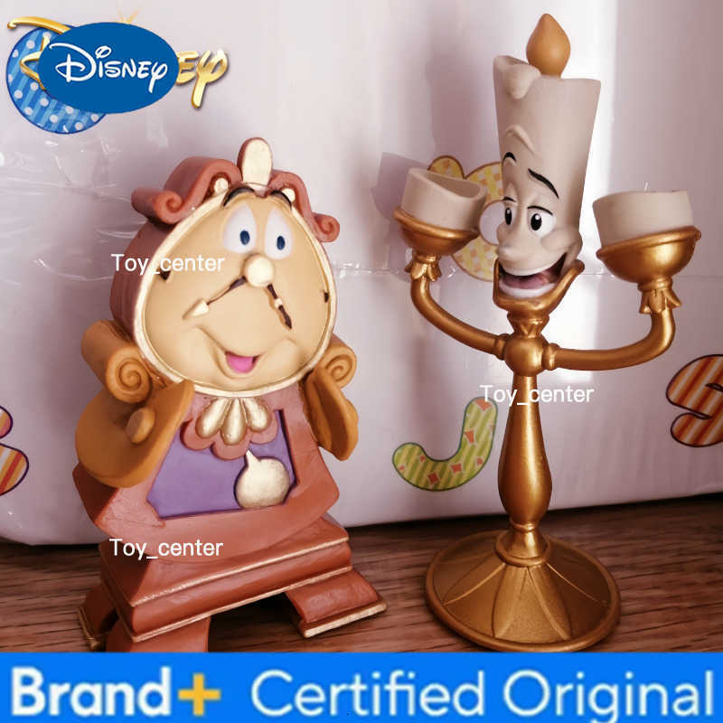 Disney New Beauty And The Beast Action Figures Cogsworth Mr Clock Lumiere Candle Lamp Statue Figure Home Decoration Model Toy H260302