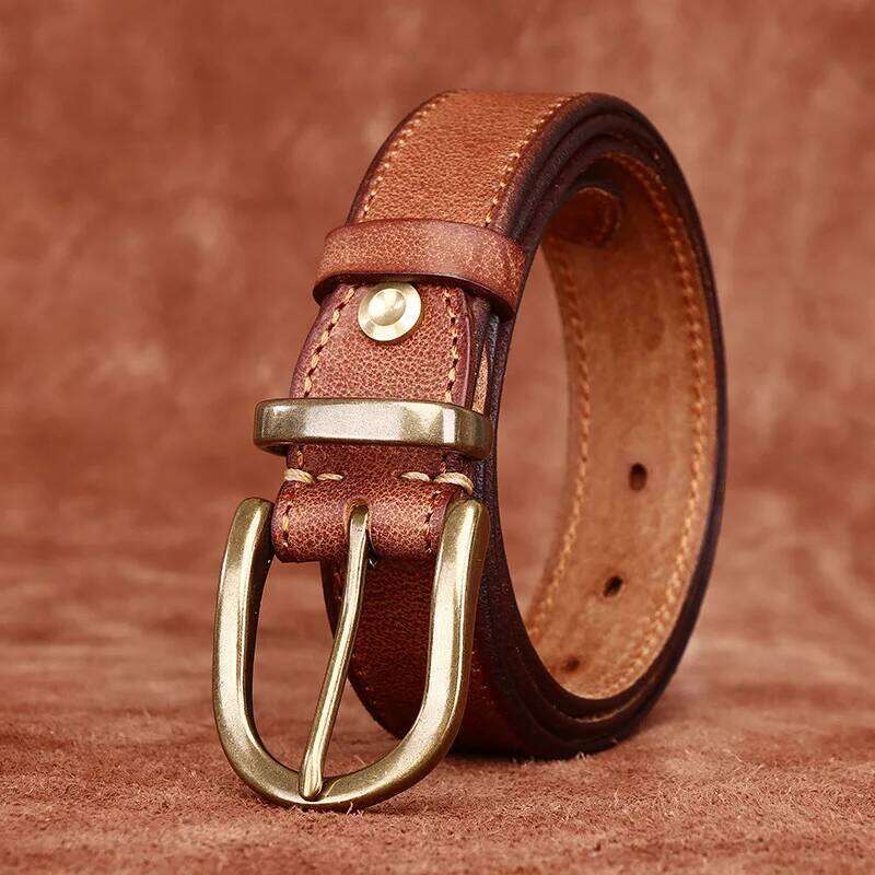 3.3CM Men High Quality Genuine Leather Belt Luxury Copper Buckle Belts Thickening Pure Cowskin Vintage Strap Male Jeans for Man S260228
