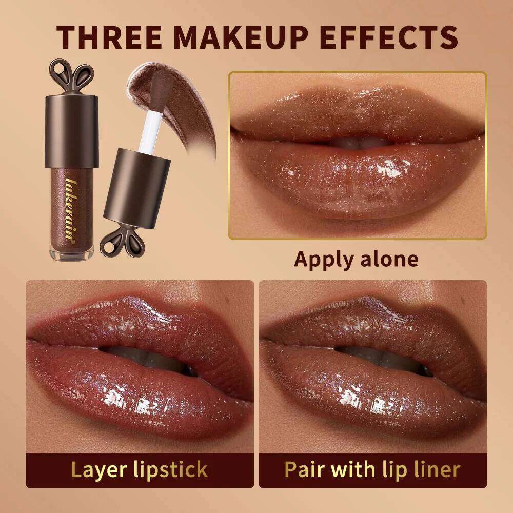 Lakerain Chocolate Rabbit Lip Gloss Mirror Effect Moisturizing Smooth Non-Sticky Long Lasting Hydration Lippy Bunny Lipstick H260302